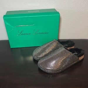 Lauren Lorraine Lizzy Glittering Silver Slip-Ons